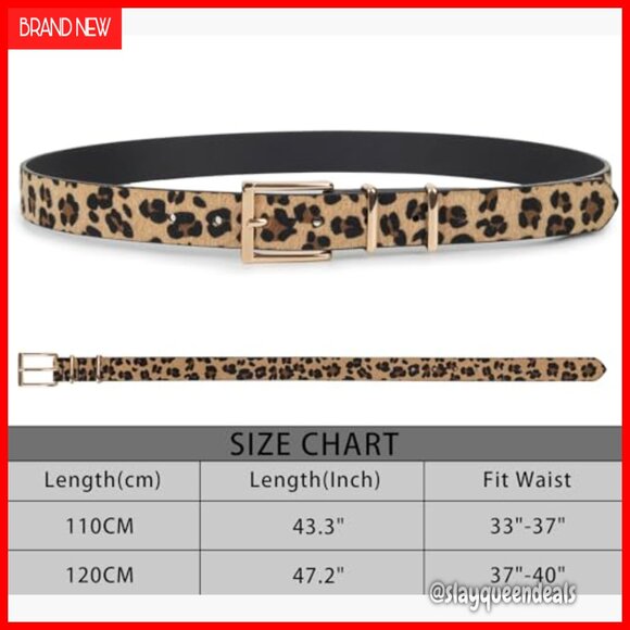 Leopard Print PU Leather Belt with Horsehair Trim for Jeans and Dresses main image 2